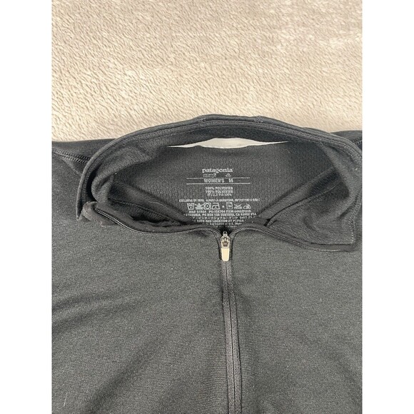 Patagonia Capilene 3 Top Womens Medium Black Quarter Zip Mid Weight Base Layer - Picture 3 of 6